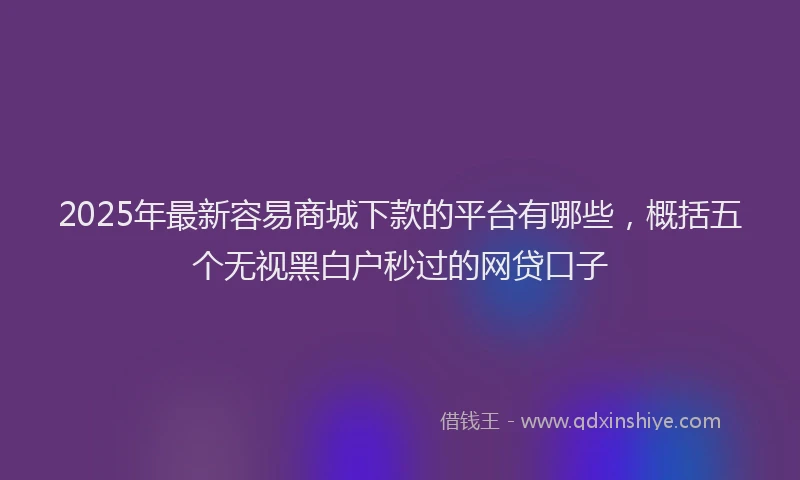 2025年最新容易商城下款的平台有哪些，概括五个无视黑白户秒过的网贷口子