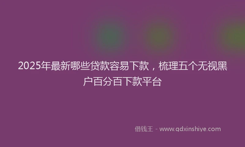 2025年最新哪些贷款容易下款，梳理五个无视黑户百分百下款平台