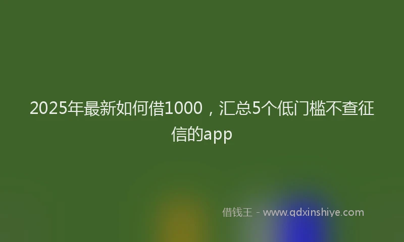 2025年最新如何借1000，汇总5个低门槛不查征信的app