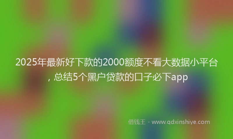 2025年最新好下款的2000额度不看大数据小平台，总结5个黑户贷款的口子必下app