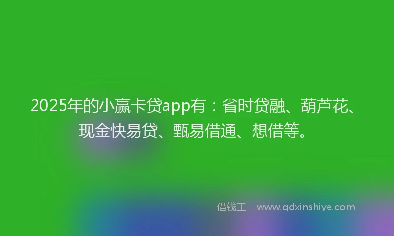 2025年的小赢卡贷app有：省时贷融、葫芦花、现金快易贷、甄易借通、想借等。