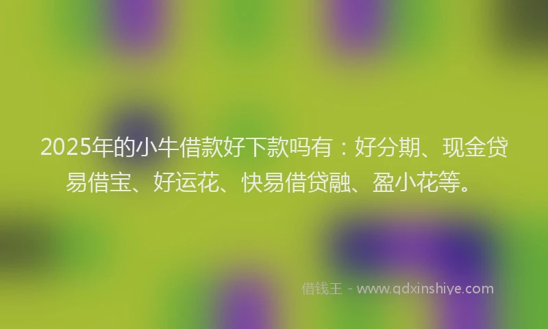 2025年的小牛借款好下款吗有：好分期、现金贷易借宝、好运花、快易借贷融、盈小花等。