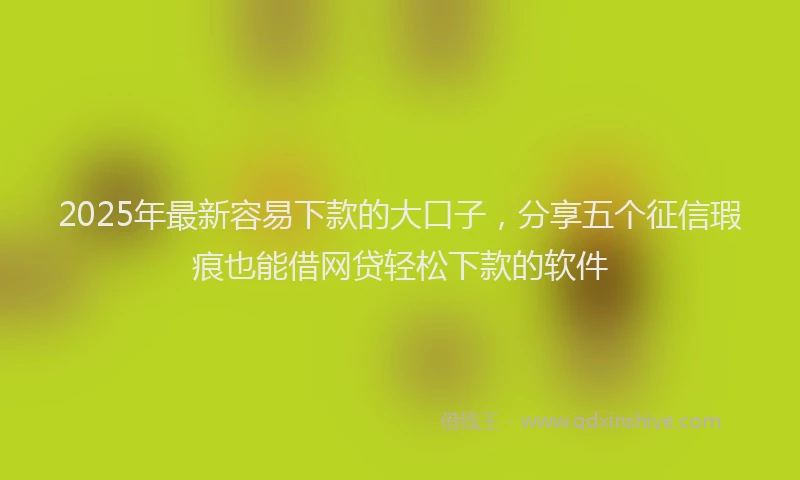 2025年最新容易下款的大口子，分享五个征信瑕疵也能借网贷轻松下款的软件