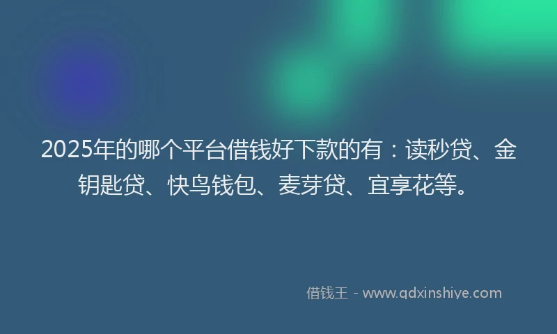 2025年的哪个平台借钱好下款的有：读秒贷、金钥匙贷、快鸟钱包、麦芽贷、宜享花等。