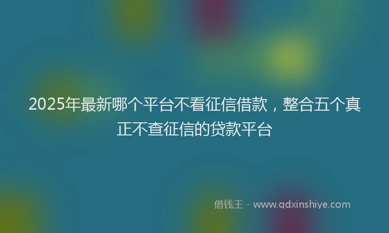 2025年最新哪个平台不看征信借款，整合五个真正不查征信的贷款平台