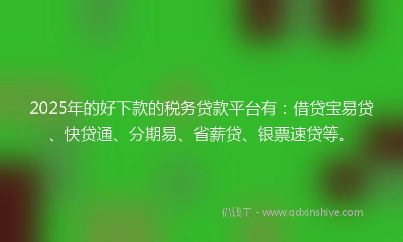 2025年的好下款的税务贷款平台有：借贷宝易贷、快贷通、分期易、省薪贷、银票速贷等。