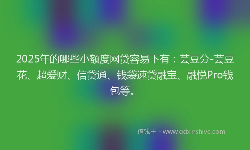 2025年的哪些小额度网贷容易下有：芸豆分-芸豆花、超爱财、信贷通、钱袋速贷融宝、融悦Pro钱包等。