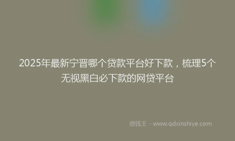 2025年最新宁晋哪个贷款平台好下款，梳理5个无视黑白必下款的网贷平台