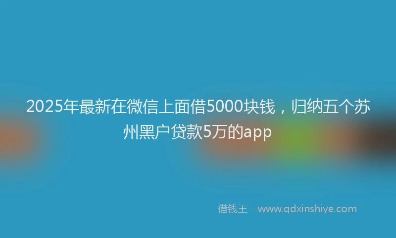 2025年最新在微信上面借5000块钱，归纳五个苏州黑户贷款5万的app