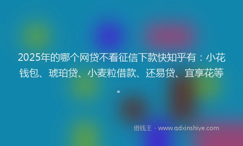 2025年的哪个网贷不看征信下款快知乎有：小花钱包、琥珀贷、小麦粒借款、还易贷、宜享花等。