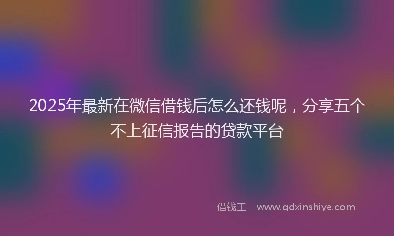 2025年最新在微信借钱后怎么还钱呢，分享五个不上征信报告的贷款平台
