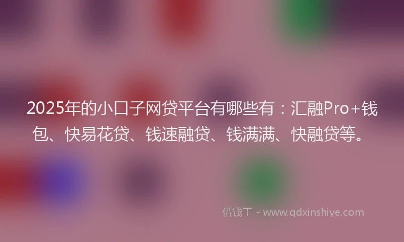 2025年的小口子网贷平台有哪些有：汇融Pro+钱包、快易花贷、钱速融贷、钱满满、快融贷等。