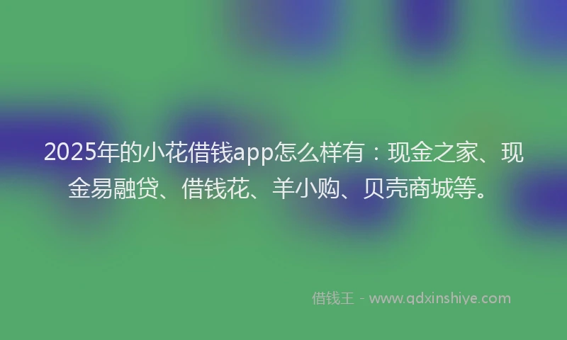 2025年的小花借钱app怎么样有：现金之家、现金易融贷、借钱花、羊小购、贝壳商城等。