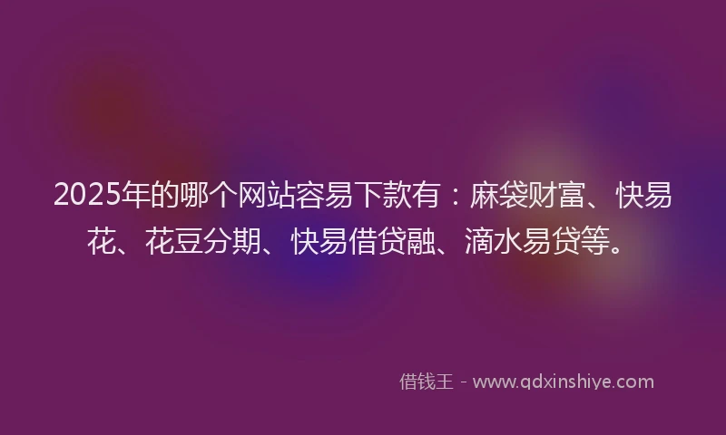 2025年的哪个网站容易下款有：麻袋财富、快易花、花豆分期、快易借贷融、滴水易贷等。