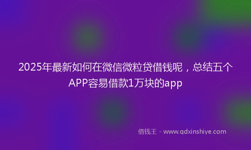 2025年最新如何在微信微粒贷借钱呢，总结五个APP容易借款1万块的app