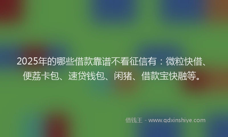 2025年的哪些借款靠谱不看征信有：微粒快借、便荔卡包、速贷钱包、闲猪、借款宝快融等。