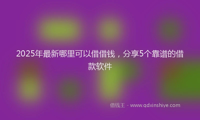 2025年最新哪里可以借借钱，分享5个靠谱的借款软件