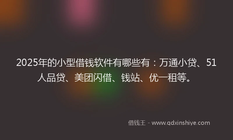 2025年的小型借钱软件有哪些有：万通小贷、51人品贷、美团闪借、钱站、优一租等。