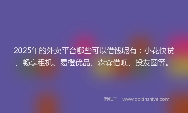 2025年的外卖平台哪些可以借钱呢有：小花快贷、畅享租机、易橙优品、森森借呗、投友圈等。