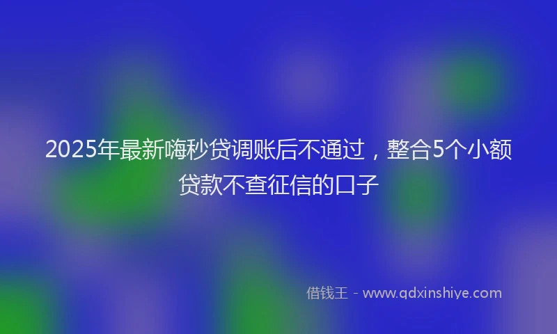 2025年最新嗨秒贷调账后不通过，整合5个小额贷款不查征信的口子
