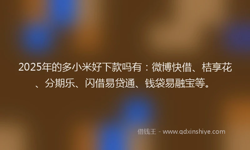 2025年的多小米好下款吗有：微博快借、桔享花、分期乐、闪借易贷通、钱袋易融宝等。
