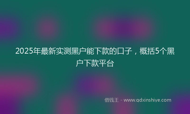2025年最新实测黑户能下款的口子，概括5个黑户下款平台