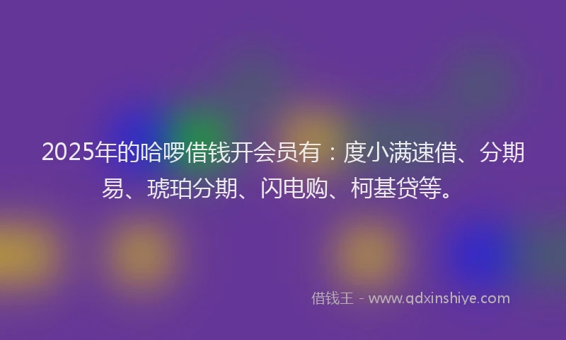 2025年的哈啰借钱开会员有：度小满速借、分期易、琥珀分期、闪电购、柯基贷等。