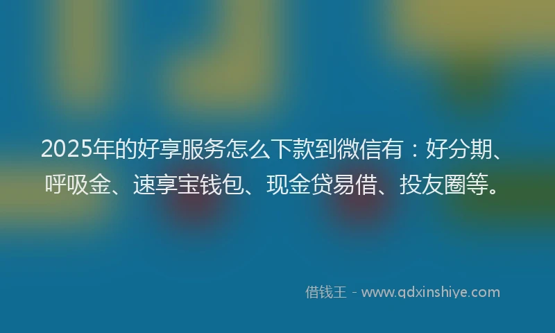 2025年的好享服务怎么下款到微信有：好分期、呼吸金、速享宝钱包、现金贷易借、投友圈等。