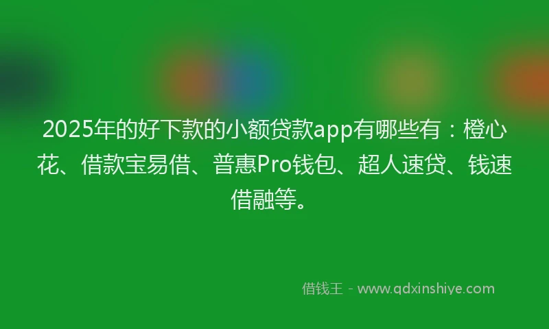 2025年的好下款的小额贷款app有哪些有：橙心花、借款宝易借、普惠Pro钱包、超人速贷、钱速借融等。