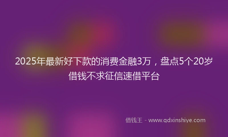2025年最新好下款的消费金融3万，盘点5个20岁借钱不求征信速借平台