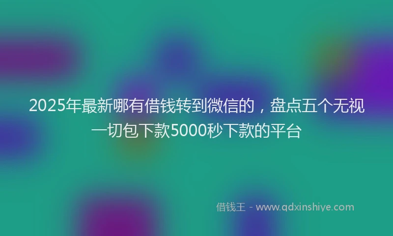 2025年最新哪有借钱转到微信的，盘点五个无视一切包下款5000秒下款的平台