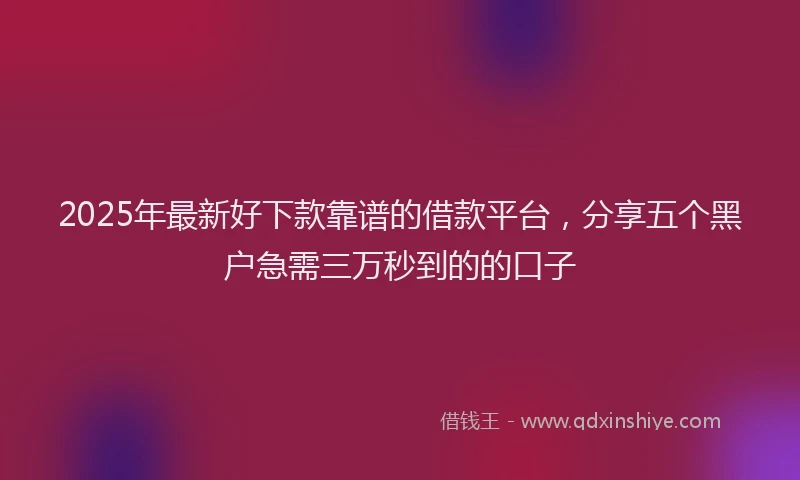 2025年最新好下款靠谱的借款平台，分享五个黑户急需三万秒到的的口子