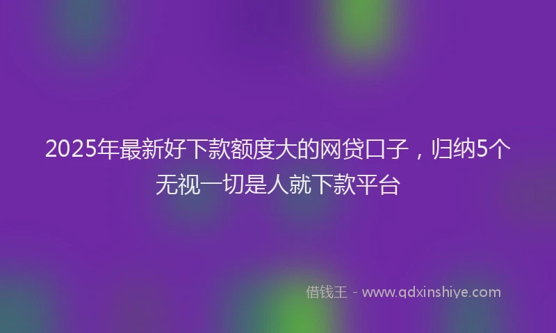 2025年最新好下款额度大的网贷口子，归纳5个无视一切是人就下款平台