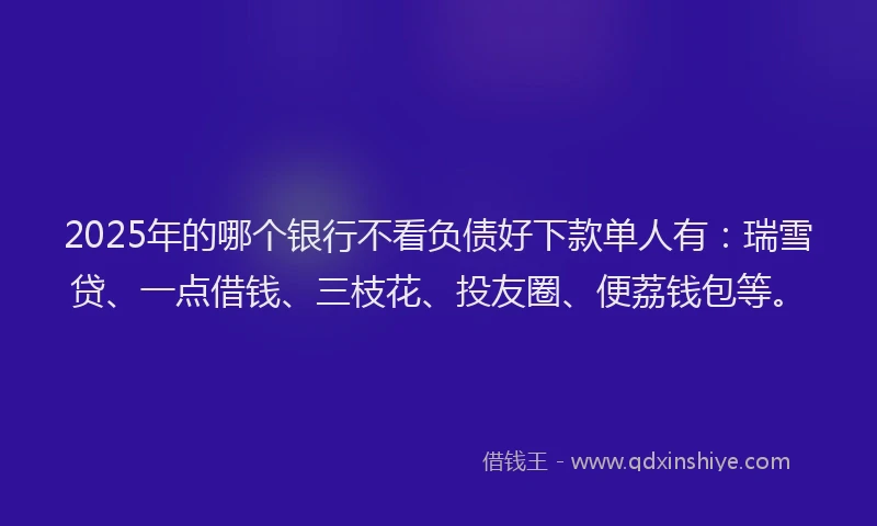 2025年的哪个银行不看负债好下款单人有：瑞雪贷、一点借钱、三枝花、投友圈、便荔钱包等。