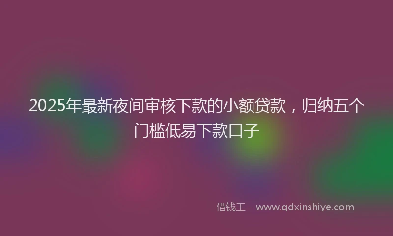 2025年最新夜间审核下款的小额贷款，归纳五个门槛低易下款口子