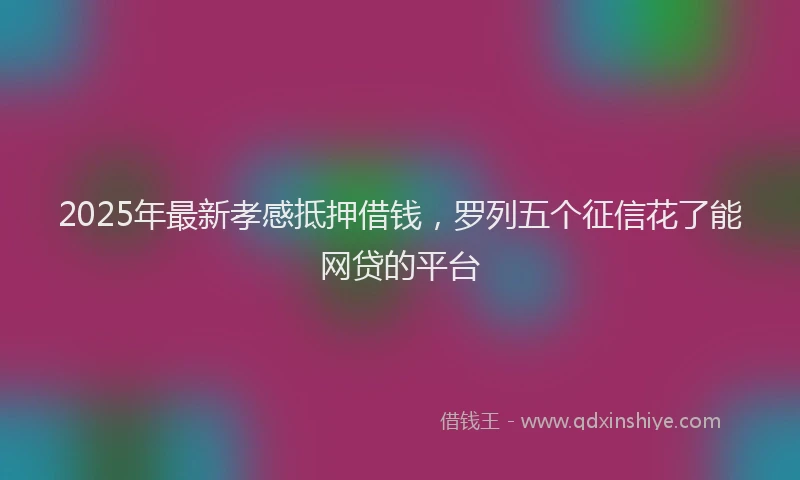 2025年最新孝感抵押借钱，罗列五个征信花了能网贷的平台