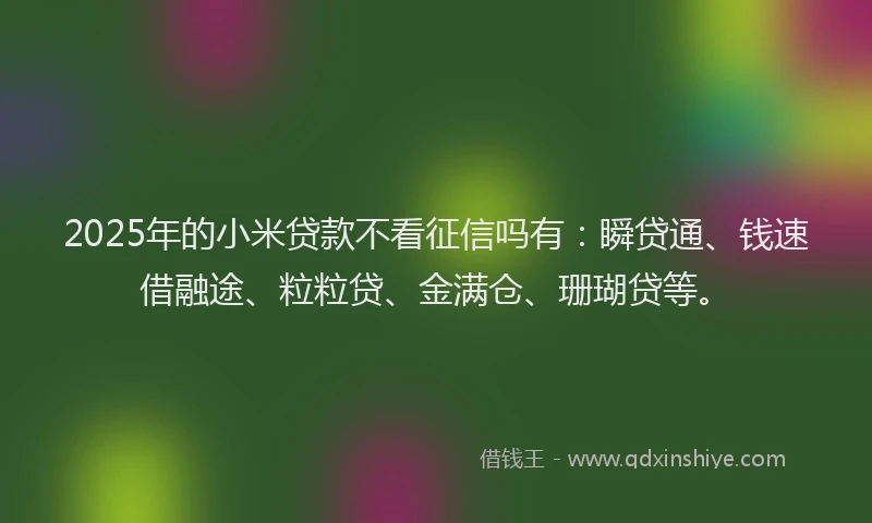 2025年的小米贷款不看征信吗有：瞬贷通、钱速借融途、粒粒贷、金满仓、珊瑚贷等。