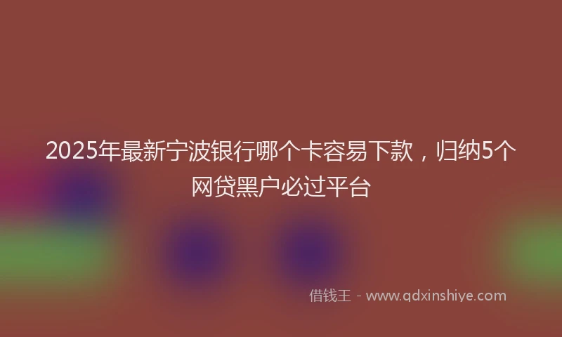 2025年最新宁波银行哪个卡容易下款，归纳5个网贷黑户必过平台