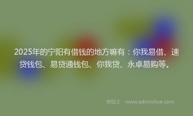 2025年的宁阳有借钱的地方嘛有：你我易借、速贷钱包、易贷通钱包、你我贷、永卓易购等。