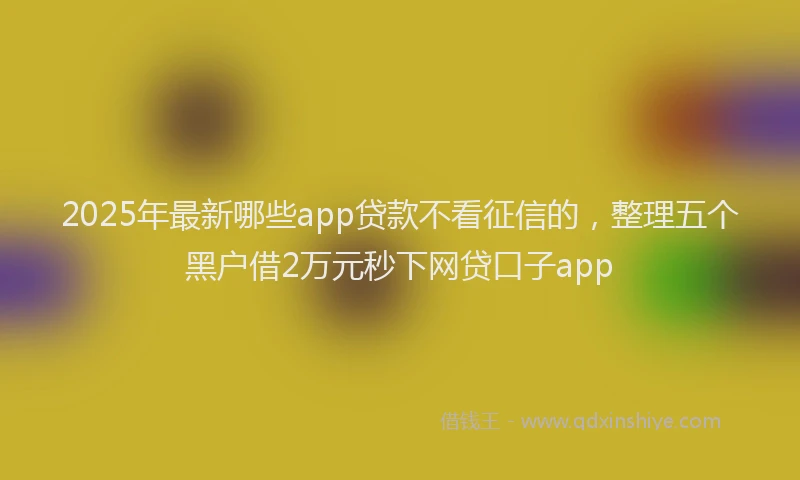 2025年最新哪些app贷款不看征信的，整理五个黑户借2万元秒下网贷口子app