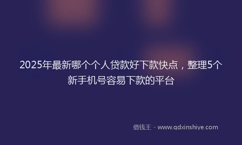 2025年最新哪个个人贷款好下款快点，整理5个新手机号容易下款的平台