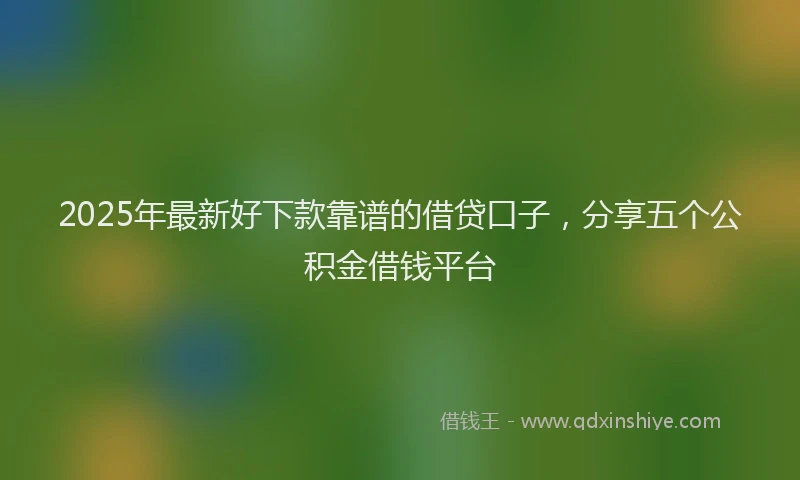 2025年最新好下款靠谱的借贷口子，分享五个公积金借钱平台