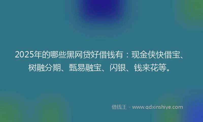 2025年的哪些黑网贷好借钱有：现金侠快借宝、树融分期、甄易融宝、闪银、钱来花等。
