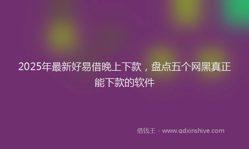 2025年最新好易借晚上下款，盘点五个网黑真正能下款的软件