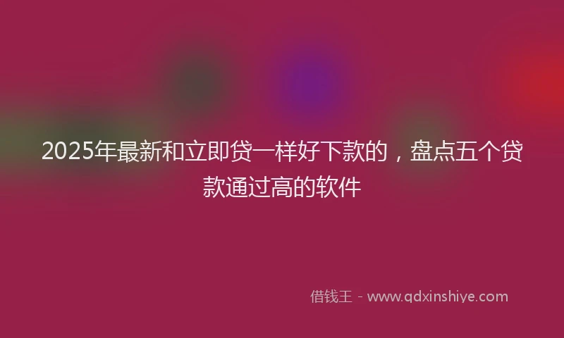 2025年最新和立即贷一样好下款的，盘点五个贷款通过高的软件