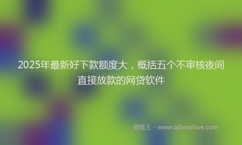 2025年最新好下款额度大，概括五个不审核夜间直接放款的网贷软件