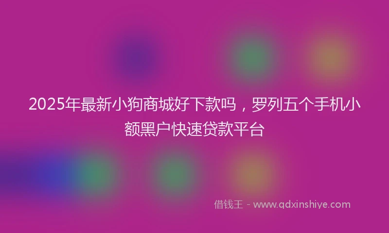 2025年最新小狗商城好下款吗，罗列五个手机小额黑户快速贷款平台