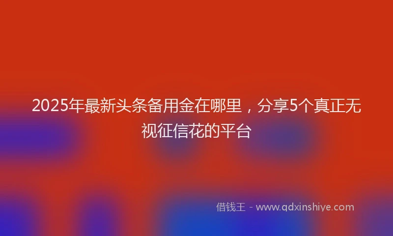 2025年最新头条备用金在哪里，分享5个真正无视征信花的平台