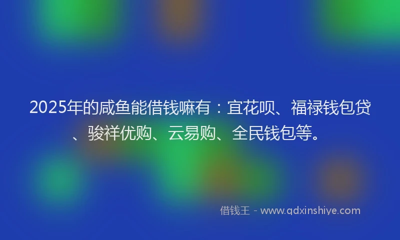 2025年的咸鱼能借钱嘛有：宜花呗、福禄钱包贷、骏祥优购、云易购、全民钱包等。