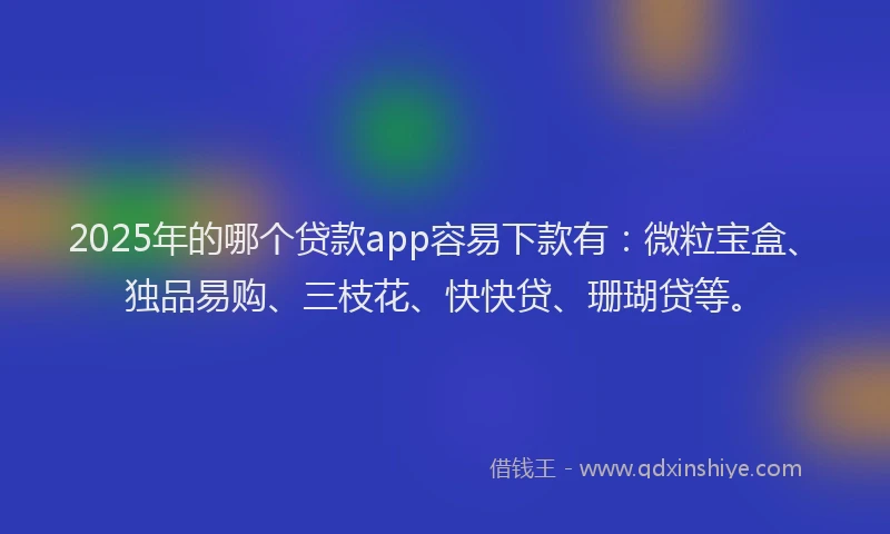 2025年的哪个贷款app容易下款有：微粒宝盒、独品易购、三枝花、快快贷、珊瑚贷等。